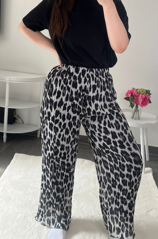 PANTALON LÉOPARD GRIS